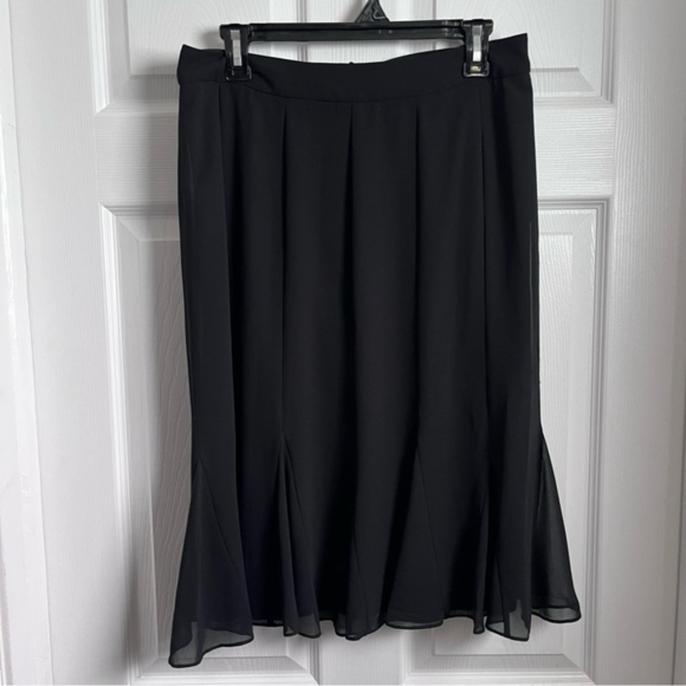 Vintage Joseph Ribkoff skirt ruffle black Women Medium 10 layered chiffon midi